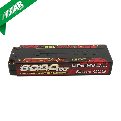 Gens Ace Redline Series 6000mAh 2S2P 7.6V 130C HardCase HV Lipo Battery