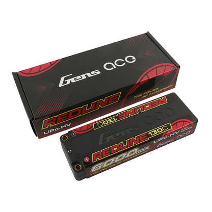 Gens Ace Redline Series 6000mAh 2S2P 7.6V 130C HardCase HV Lipo Battery
