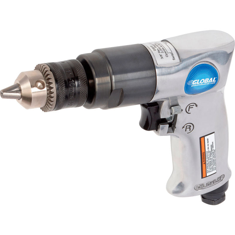 Global Industrial B2383980 3/8" Reversible Pistol Grip Drill 15000 RPM