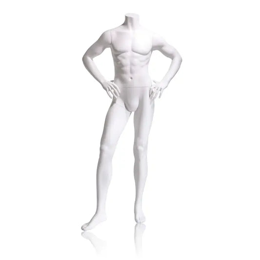 Male Mannequin - Headless, Hands on Hips, Right Leg Slightly Forward Econoco  EAM4-HL