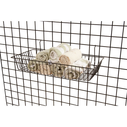 24"W x 12"D x 4"H Shallow Basket Fits Grid Panels, Slatwall & Pegboard Black Econoco BSK11/B (Pack of 6)