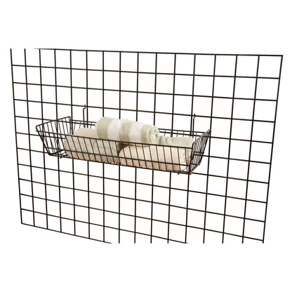 24"W x 10"D x 5"H Double Sloping Basket Fits Grid Panels, Slatwall & Pegboard Black Econoco BSK12/B (Pack of 6)