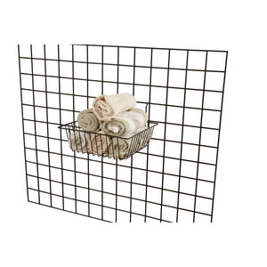 12"W x 12"D x 4"H Small Basket Fits Grid Panels, Slatwall & Pegboard Black Econoco BSK13/B