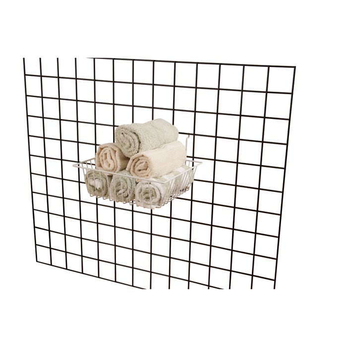 12"W x 12"D x 4"H Small Basket Fits Grid Panels, Slatwall & Pegboard White Econoco BSK13/W(Pack of 6)