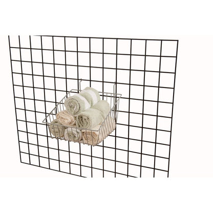 12"W x 12"D x 8"H Sloped Front Basket Fits Grid Panels, Slatwall & Pegboard Epoxy Chrome Econoco BSK14/EC (Pack of 6)