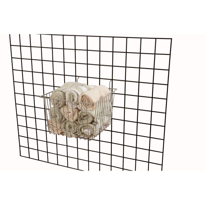 12"W x 12"D x 8"H Deep Basket Fits Grid Panels, Slatwall & Pegboard Epoxy Chrome Econoco BSK15/EC (Pack of 6)