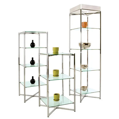 Folding Glass Tower with Chrome Finish Econoco FLT68CGLSNS