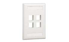Panduit NK4FEIY NK 4-Port Flush Mount Vertical Faceplate With Labels 1-Gang Electric Ivory