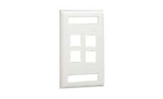 Panduit NK4FEIY NK 4-Port Flush Mount Vertical Faceplate With Labels 1-Gang Electric Ivory