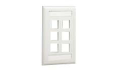 Panduit NK6FIWY NK 6-Port Flush Mount Vertical Faceplate With Labels 1-Gang Off White