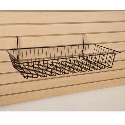 24"W x 12"D x 4"H Shallow Basket Fits Grid Panels, Slatwall & Pegboard Black Econoco BSK11/B (Pack of 6)