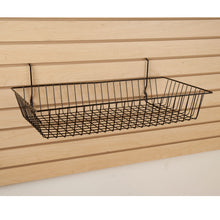 24"W x 12"D x 4"H Shallow Basket Fits Grid Panels, Slatwall & Pegboard Black Econoco BSK11/B
