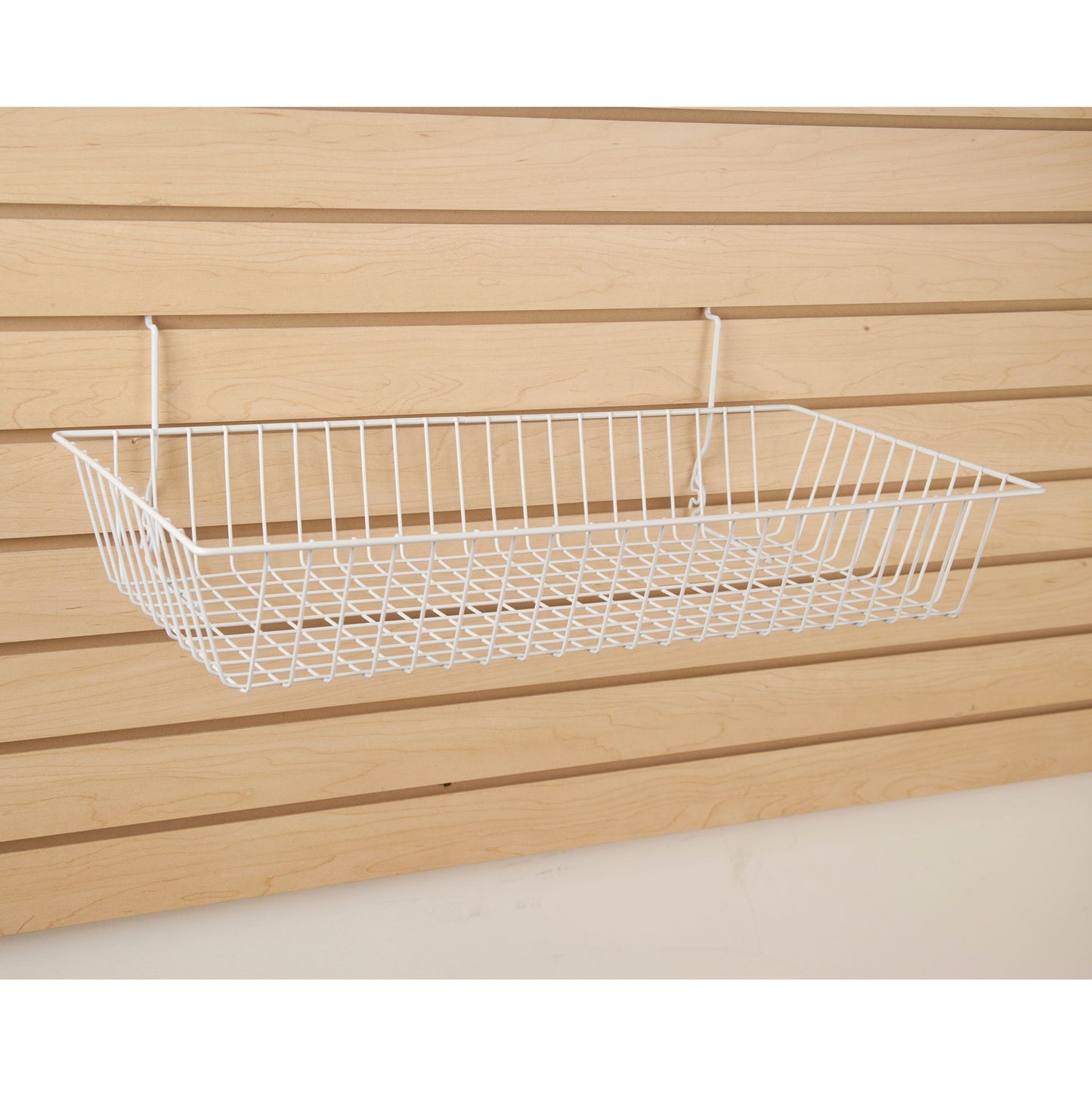 24"W x 12"D x 4"H Shallow Basket Fits Grid Panels, Slatwall & Pegboard White Econoco BSK11/W