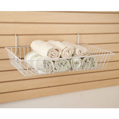 24"W x 12"D x 4"H Shallow Basket Fits Grid Panels, Slatwall & Pegboard White Econoco BSK11/W