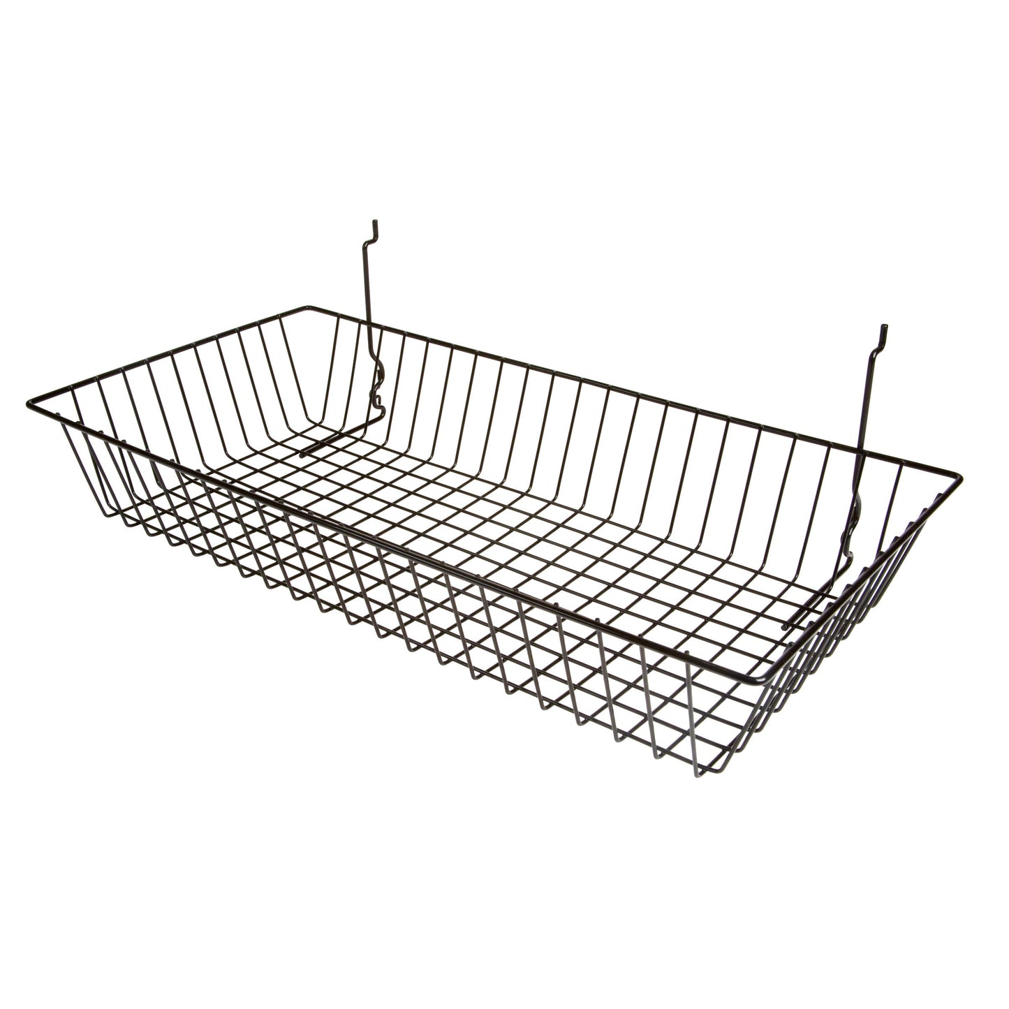 Econoco BSK11/B 24"W x 12"D x 4"H Shallow Basket Fits Grid Panels, Slatwall & Pegboard Black (Pack of 6)