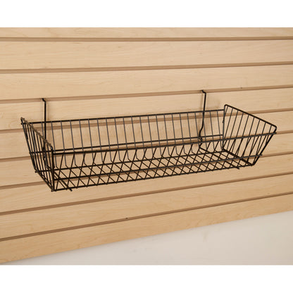 24"W x 10"D x 5"H Double Sloping Basket Fits Grid Panels, Slatwall & Pegboard Black Econoco BSK12/B (Pack of 6)