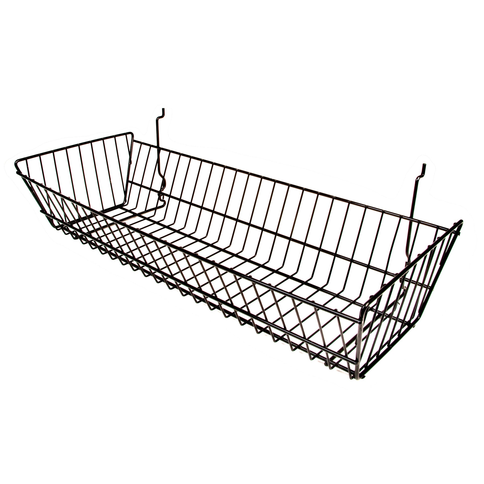 Econoco BSK12/B 24"W x 10"D x 5"H Double Sloping Basket Fits Grid Panels, Slatwall & Pegboard Black (Pack of 6)
