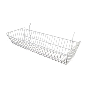 Econoco BSK12/W 24"W x 10"D x 5"H Double Sloping Basket Fits Grid Panels, Slatwall & Pegboard White (Pack of 6)