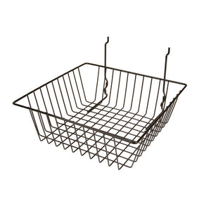 Econoco BSK13/B 12"W x 12"D x 4"H Small Basket Fits Grid Panels, Slatwall & Pegboard Black (Pack of 6)
