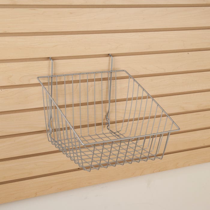 12"W x 12"D x 8"H Sloped Front Basket Fits Grid Panels, Slatwall & Pegboard Epoxy Chrome Econoco BSK14/EC (Pack of 6)