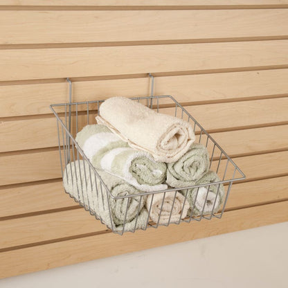 12"W x 12"D x 8"H Deep Basket Fits Grid Panels, Slatwall & Pegboard Epoxy Chrome Econoco BSK15/EC (Pack of 6)