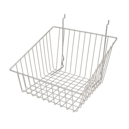 Econoco BSK14/EC 12"W x 12"D x 8"H Sloped Front Basket Fits Grid Panels, Slatwall & Pegboard Epoxy Chrome (Pack of 6)