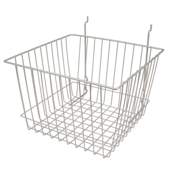 Econoco BSK15/EC 12"W x 12"D x 8"H Deep Basket Fits Grid Panels, Slatwall & Pegboard Epoxy Chrome (Pack of 6)