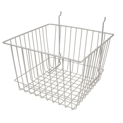 Econoco BSK15/EC 12"W x 12"D x 8"H Deep Basket Fits Grid Panels, Slatwall & Pegboard Epoxy Chrome (Pack of 6)