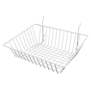 Econoco BSK16/W 15"W x 12"D x 5"H Sloping Basket Fits Grid Panels, Slatwall & Pegboard White (Pack of 6)