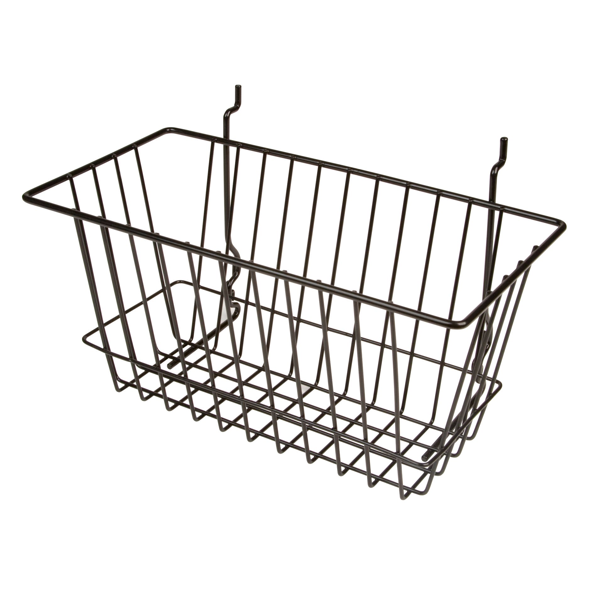 Econoco BSK17/B 12"W x 6"D x 6"H Narrow Basket Fits Grid Panels, Slatwall & Pegboard Black (Pack of 6)