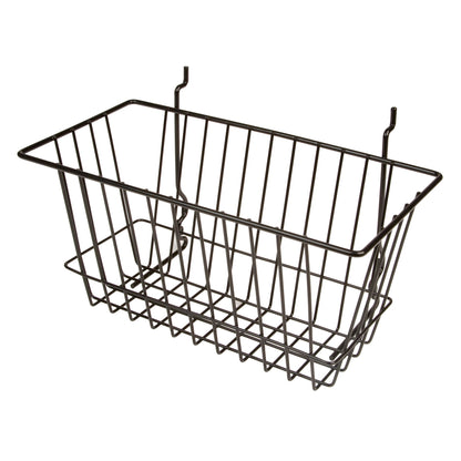 Econoco BSK17/B 12"W x 6"D x 6"H Narrow Basket Fits Grid Panels, Slatwall & Pegboard Black (Pack of 6)