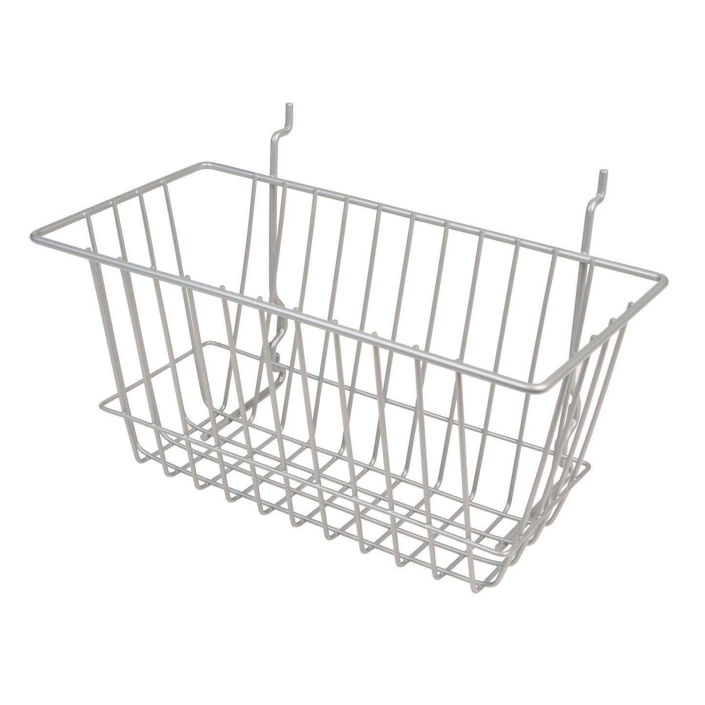 Econoco BSK17/EC 12"W x 6"D x 6"H Narrow Basket Fits Grid Panels, Slatwall & Pegboard Epoxy Chrome (Pack of 6)