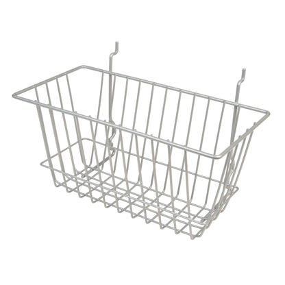 Econoco BSK17/EC 12"W x 6"D x 6"H Narrow Basket Fits Grid Panels, Slatwall & Pegboard Epoxy Chrome (Pack of 6)