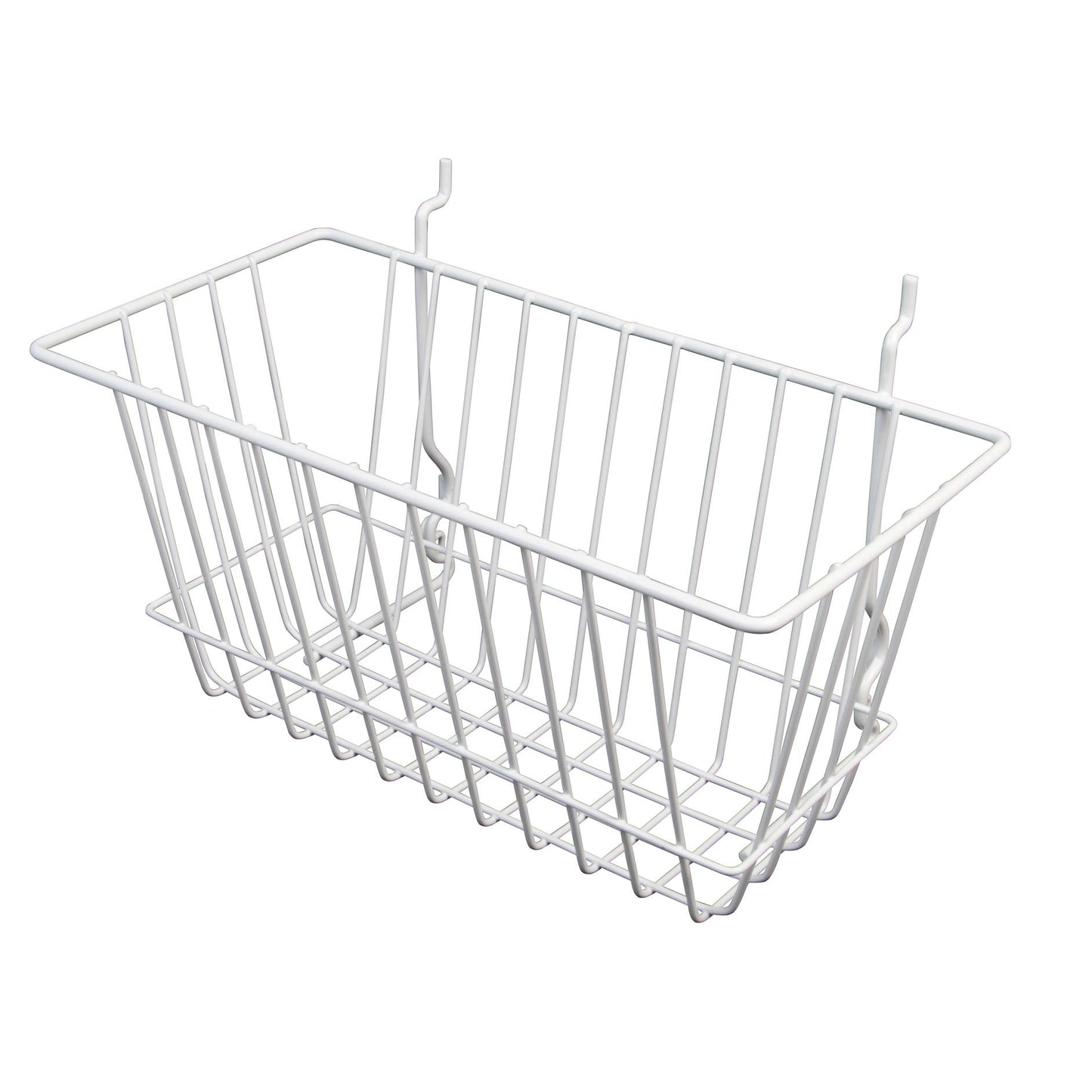 Econoco BSK17/W 12"W x 6"D x 6"H Narrow Basket Fits Grid Panels, Slatwall & Pegboard White (Pack of 6)