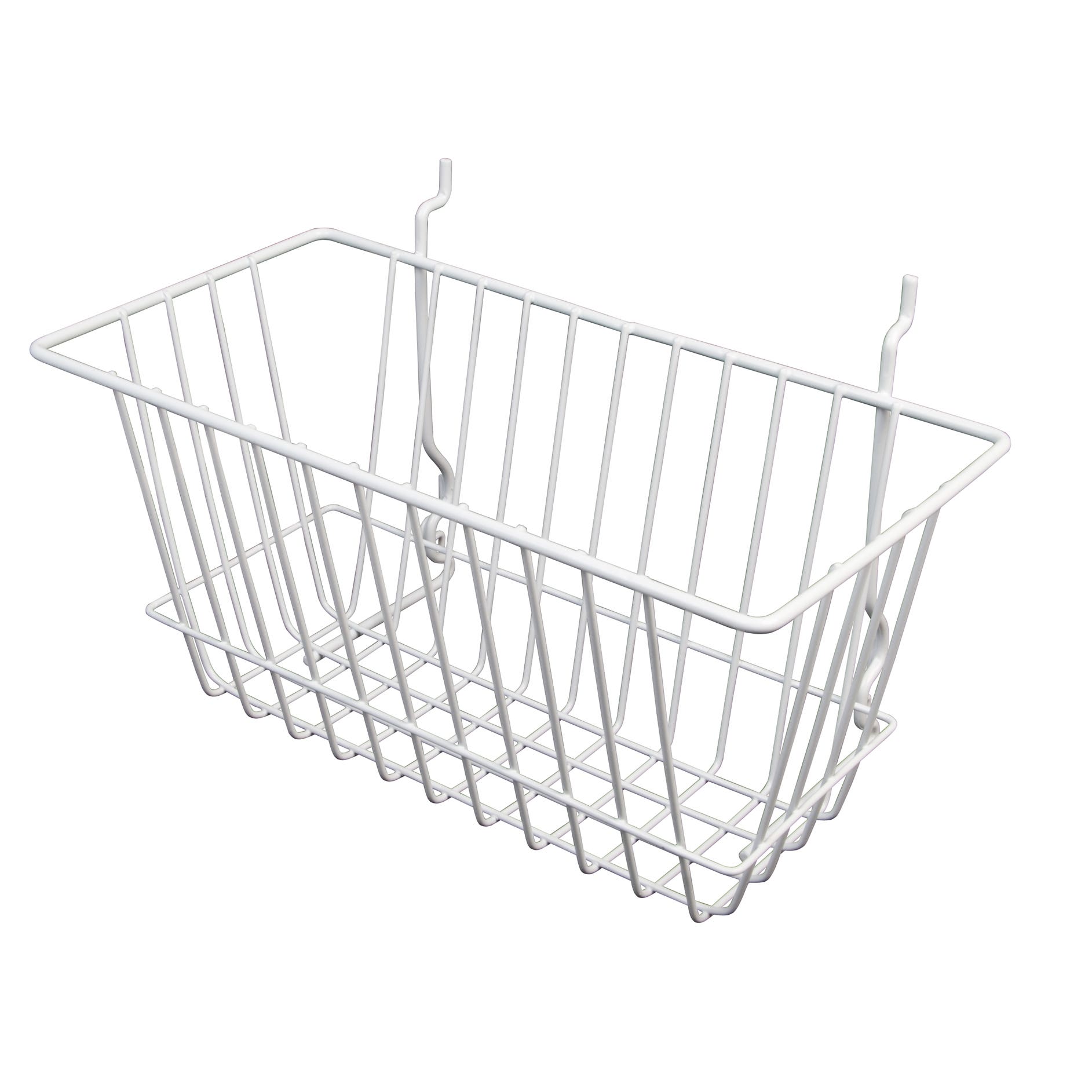 Econoco BSK17/W 12"W x 6"D x 6"H Narrow Basket Fits Grid Panels, Slatwall & Pegboard White (Pack of 6)
