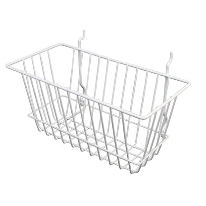Econoco BSK17/W 12"W x 6"D x 6"H Narrow Basket Fits Grid Panels, Slatwall & Pegboard White (Pack of 6)