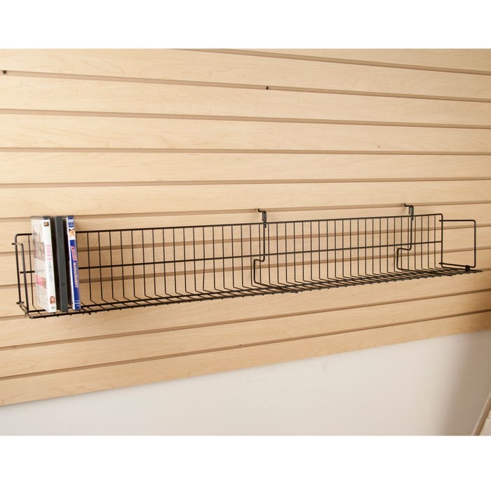 48" All Purpose Video Shelf Fits Grid Panels, Slatwall & Pegboard Black Econoco BSK48V/B