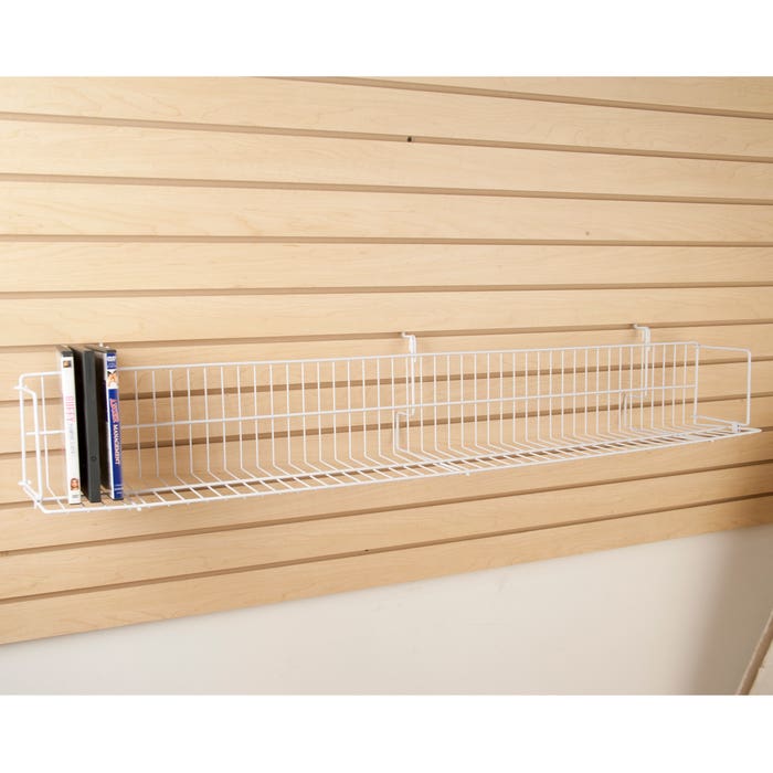 All Purpose Video Shelf Fits Grid Panels, Slatwall & Pegboard White Econoco BSK48V/W