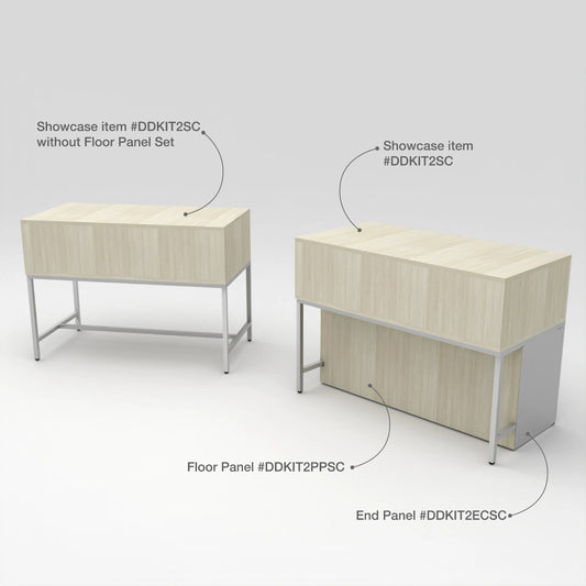 Privacy Panels for Deluxe Display Table Storage Cabinet with Drawers - Front Panel White Barn Wood Econoco DDKIT2PPSC