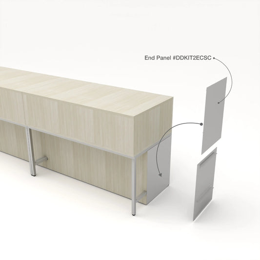 Privacy Panels for Deluxe Display Table Storage Cabinet with Drawers - End Panel Satin Chrome Econoco DDKIT2ECSC