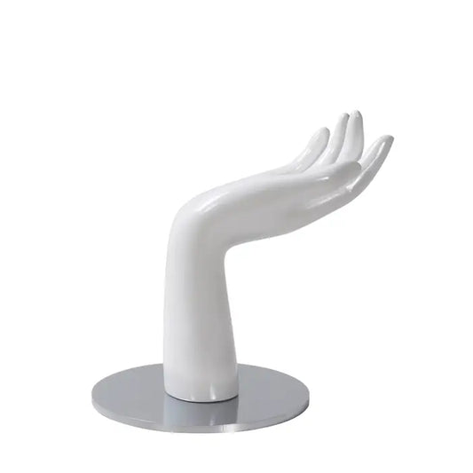 Female Curved Display Hands Folding Glass Tower with Brushed Chrome Finish Econoco FLHND8