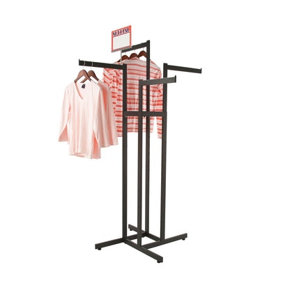 4-Way Garment Rack With Straight Arms - Rectangular Tubing Uprights Econoco K85/MAB