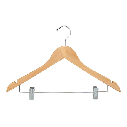 17" Flat Suit Hanger W/ Chrome Metal Bar & Pant/SKIRT CLIPS Econoco WH1761CNC (Pack of 100)