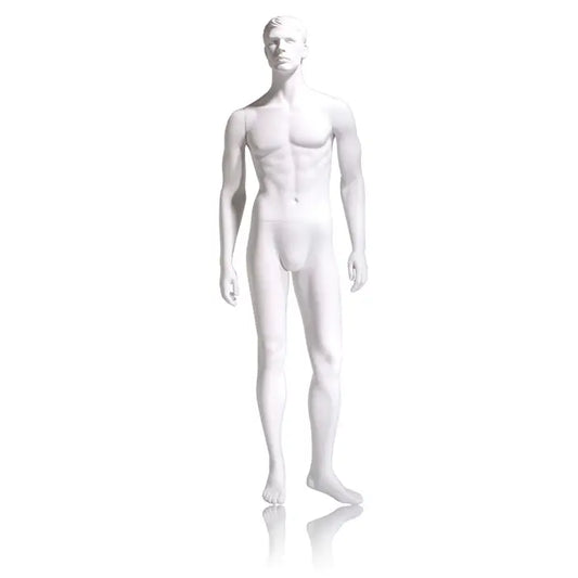 Male Mannequin - Molded Head, Arms by Side, Left Leg Slightly Bent Econoco EAMH-1